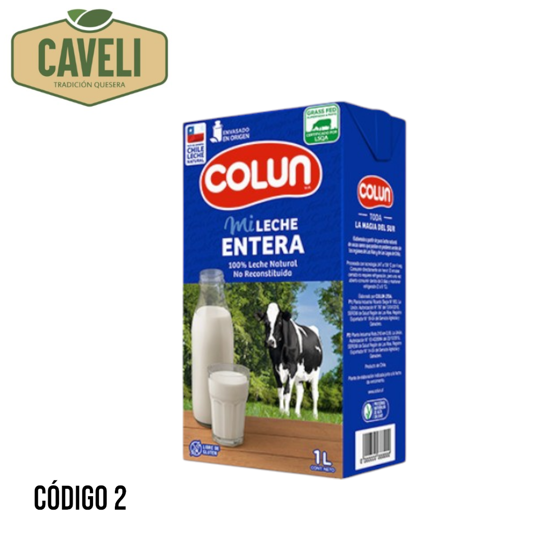 LECHE ENTERA COLUN 1 LITRO CAJA 12 LITROS - Distribuidora Caveli