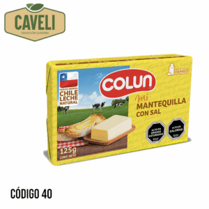 MANTEQUILLA COLUN 125 GRS CAJA 5 KILOS 40 UNIDADES - Distribuidora Caveli