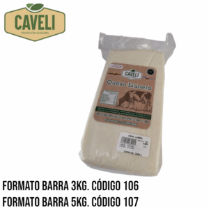 QUESO LLANERO BARRA 5 KILOS CAJA 4 UNIDADES - Distribuidora Caveli