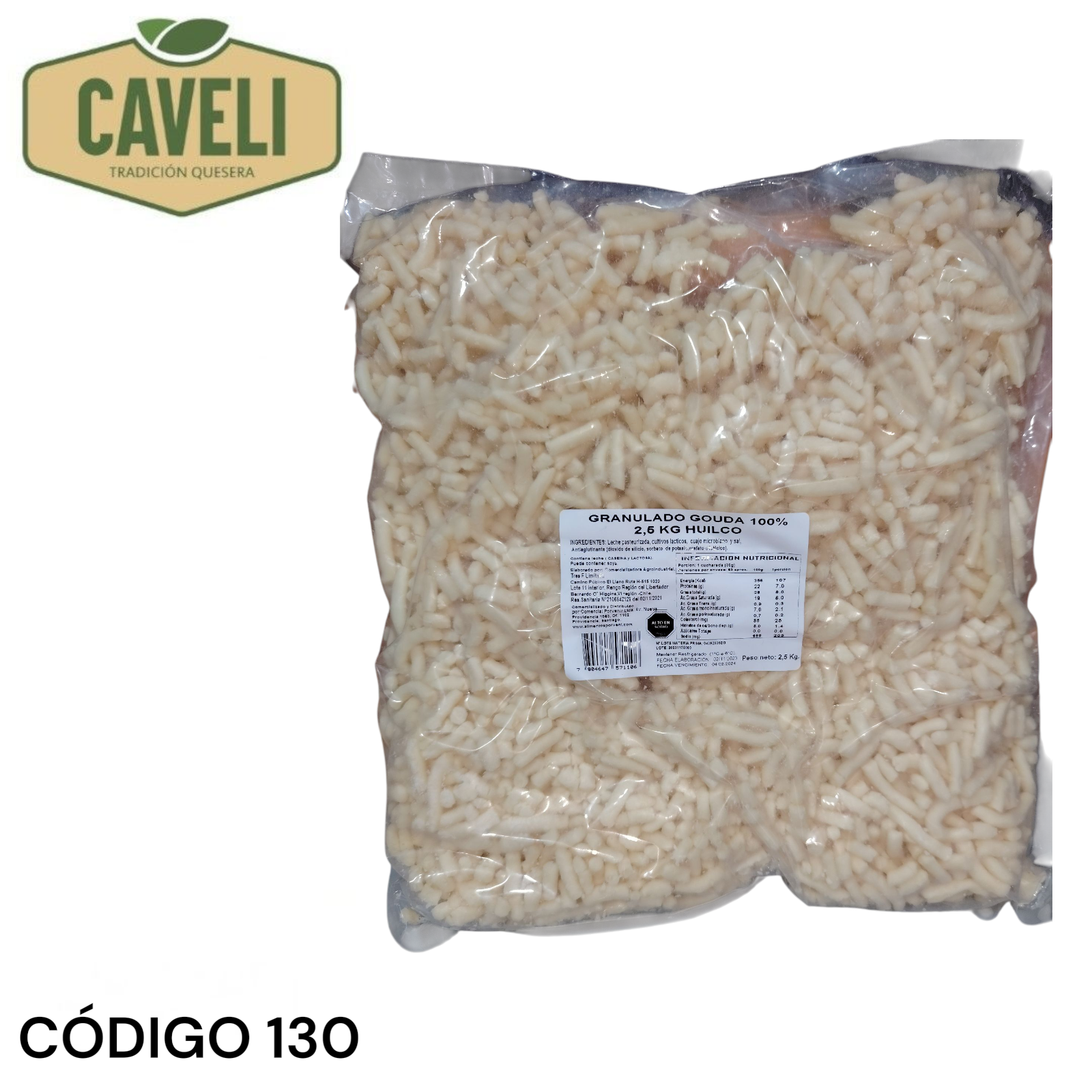 GRANULADO GOUDA ALEMAN BOLSA 2.5 KG CAJA 10 KILOS 4 UNIDADES - Distribuidora Caveli