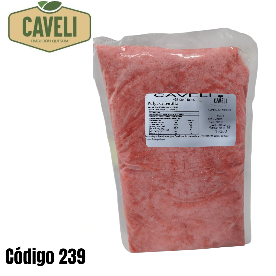 PULPA DE FRUTILLA BOLSA 1 KILO CAJA 10 KILOS - Distribuidora Caveli