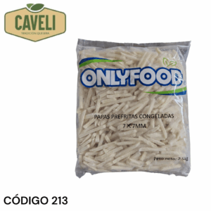 PAPAS PREFRITAS 7MM ONLY FOOD BOLSA 2,5 KILOS CAJA 10 KILOS 4 UNIDADES - Distribuidora Caveli