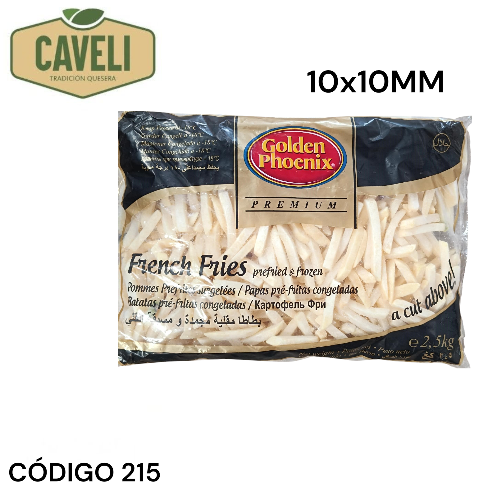 PAPA PRE FRITA GOLDEN PHOENIX 10 MM BOLSA 2.5 KILOS CAJA 10 KILOS 4 UNIDADES - Distribuidora Caveli