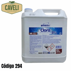 Cloro Hipoclorito de Sodio al 3% Bidón 5 Litros Caja 4 Unidades - Distribuidora Caveli
